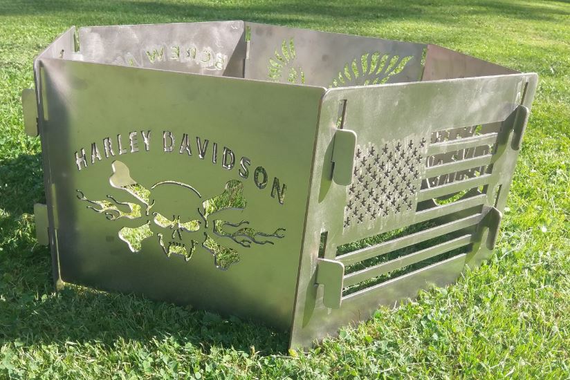 Portable Breakdown Fire Pit 6 panel Harley theme - Image 5