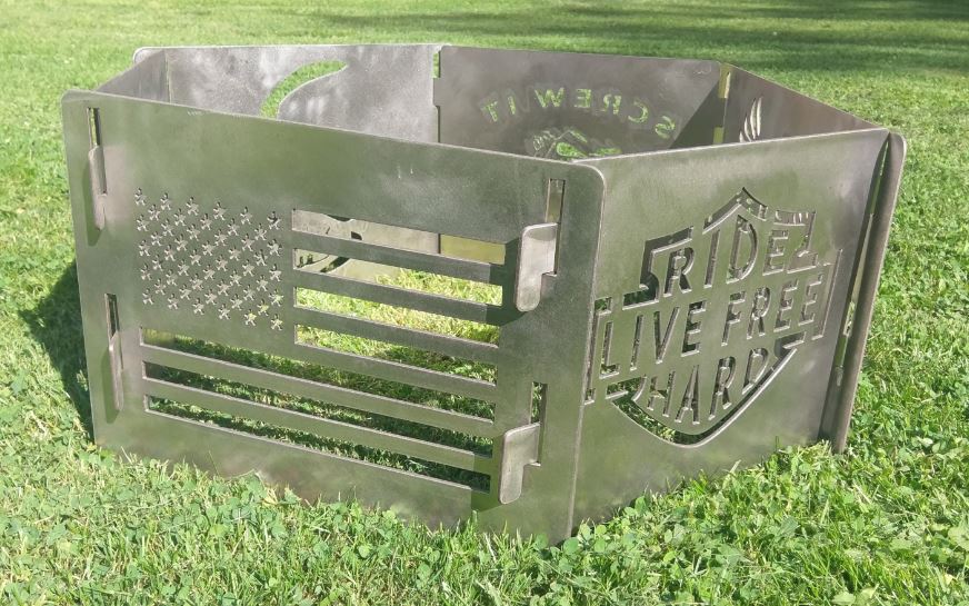 Portable Breakdown Fire Pit 6 panel Harley theme - Image 6